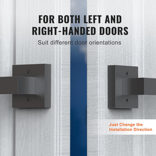 Matte Black Square Dummy Door Lever, Single Side, Zinc Alloy, Easy Install