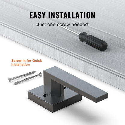 Matte Black Square Dummy Door Lever, Single Side, Zinc Alloy, Easy Install