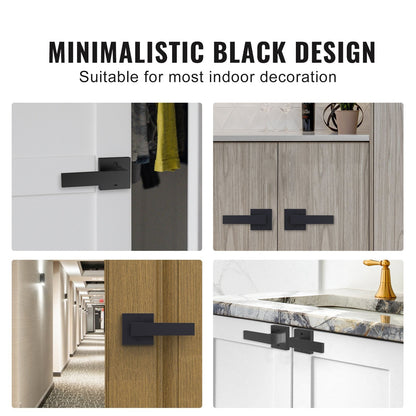 Matte Black Square Dummy Door Lever, Single Side, Zinc Alloy, Easy Install