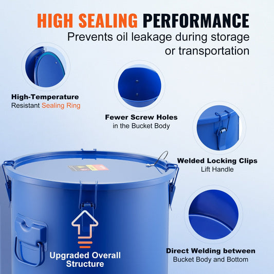 High-Capacity 37.8L Oil Disposal Caddy with Filter Bag and Lid