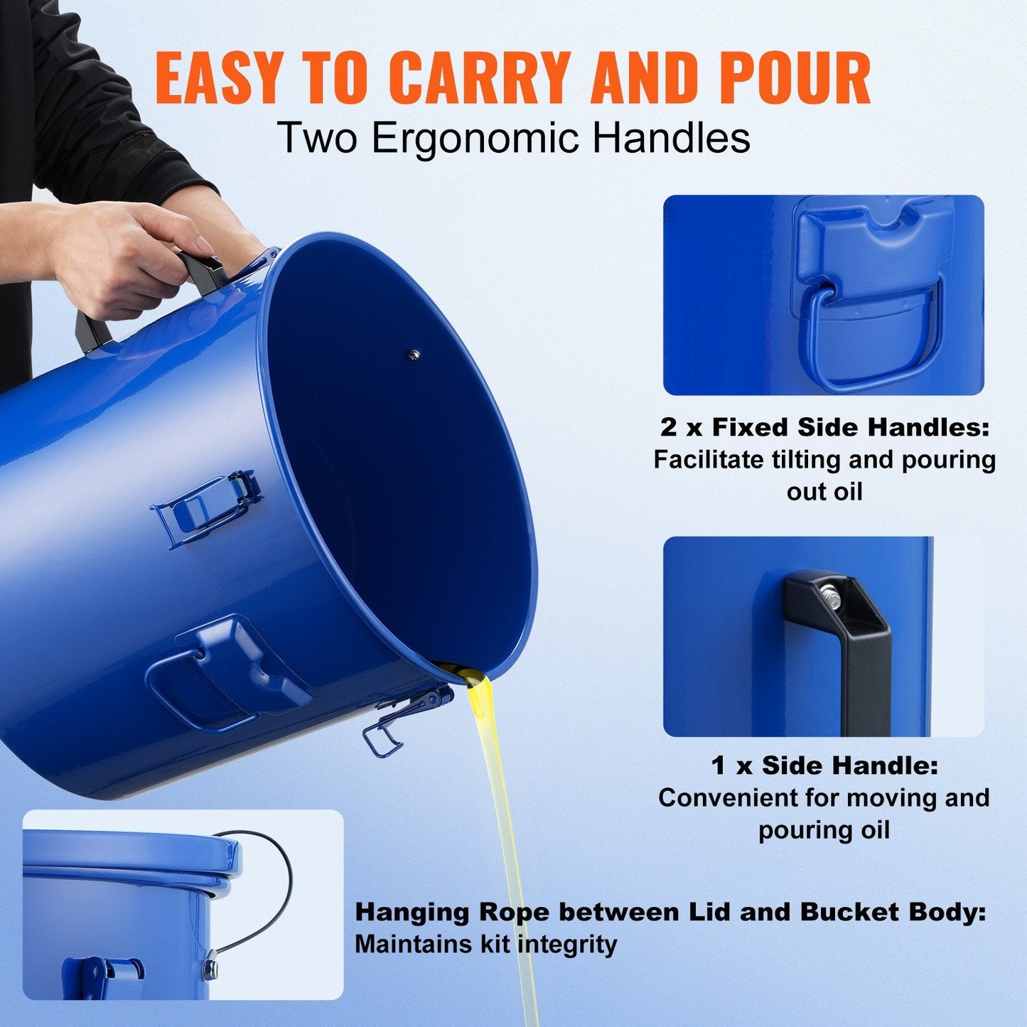High-Capacity 37.8L Oil Disposal Caddy with Filter Bag and Lid