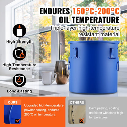 30L Oil Disposal Caddy, Carbon Steel with Filter Bag and Locking Lid, Blue