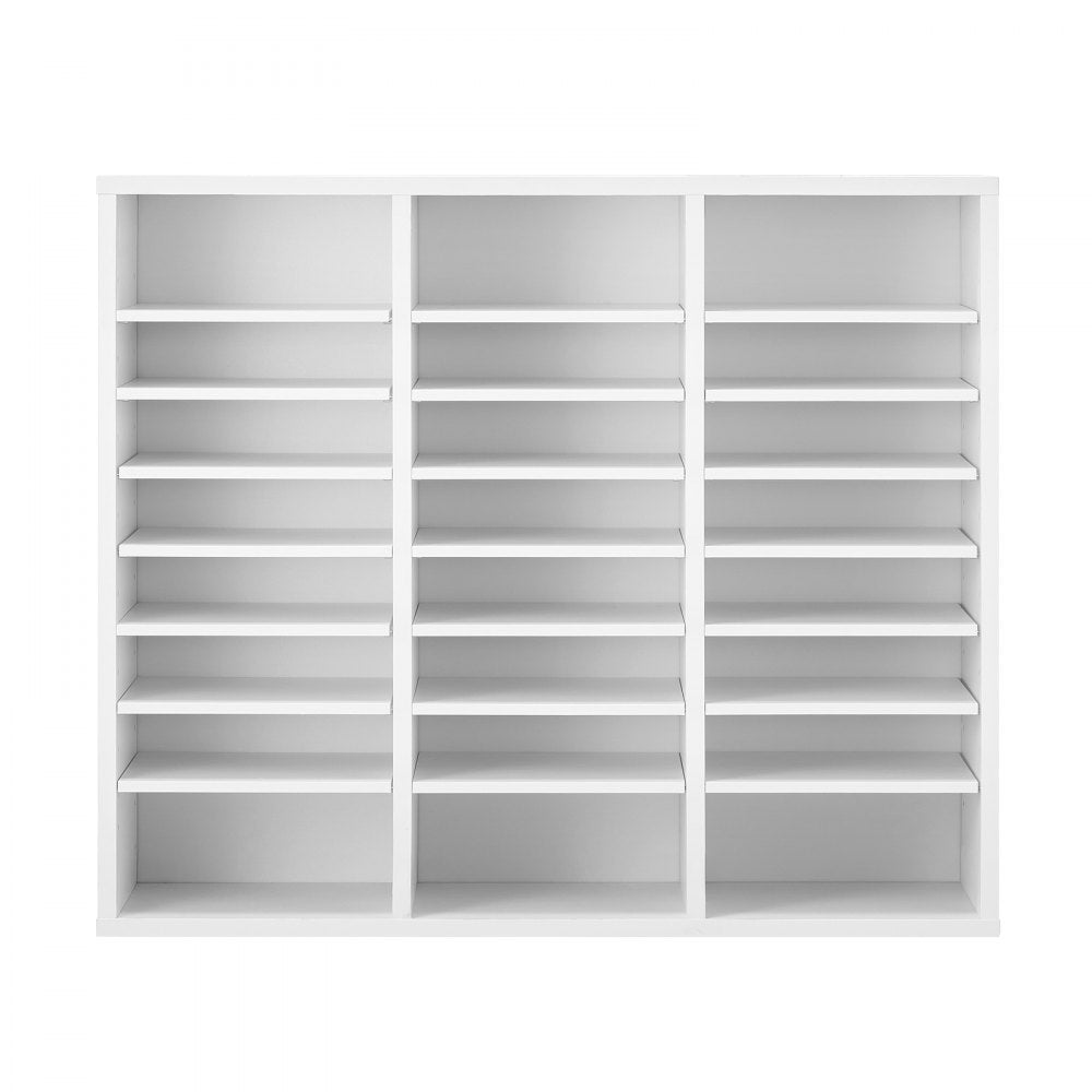 VEVOR Wooden Literature Organizer 24 Compartments with Adjustable Shelves White