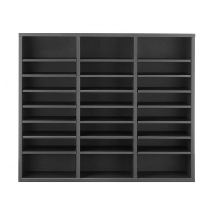 VEVOR Wooden Literature Organizer 24 Compartments with Adjustable Shelves Grey