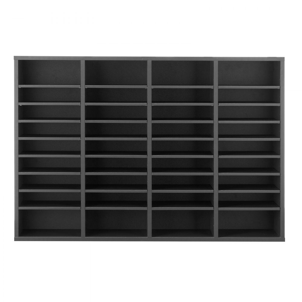 VEVOR Wooden Literature Organizer 36 Compartments with Adjustable Shelves Grey
