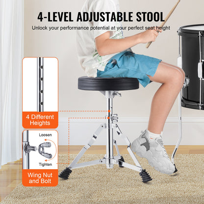 VEVOR Kids Drum Set, 5-Piece, 406.4 mm Beginner Full Drum Set with Bass Toms Snare