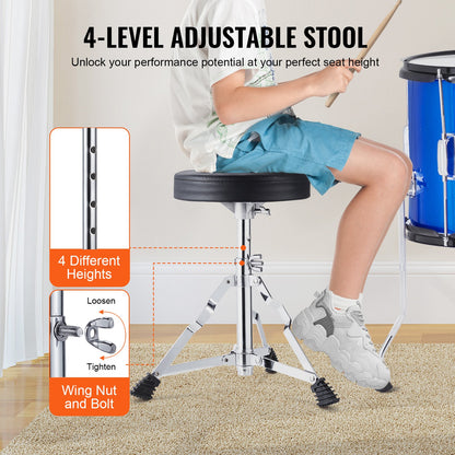 VEVOR Kids Drum Set, 5-Piece, 406.4 mm Beginner Full Drum Set with Bass Toms Snare