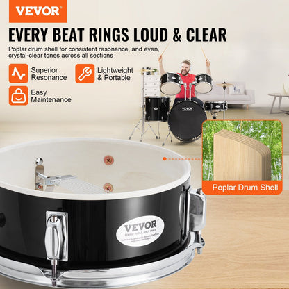 5-Piece Adult Drum Kit with Bass Toms, Snare, Cymbals & Adjustable Throne