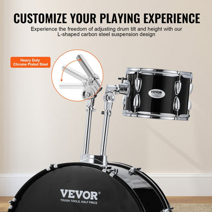 5-Piece Adult Drum Kit with Bass Toms, Snare, Cymbals & Adjustable Throne