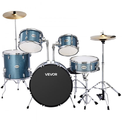 VEVOR Drum Set 5-Piece Beginner Drums Set with 558.8 mm Bass Drum (Gravel Blue)