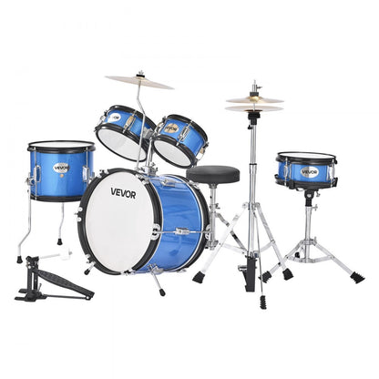 VEVOR Kids Drum Set 5-Piece Beginner Drum Kit with 355.6 mm Bass Drum (Blue)