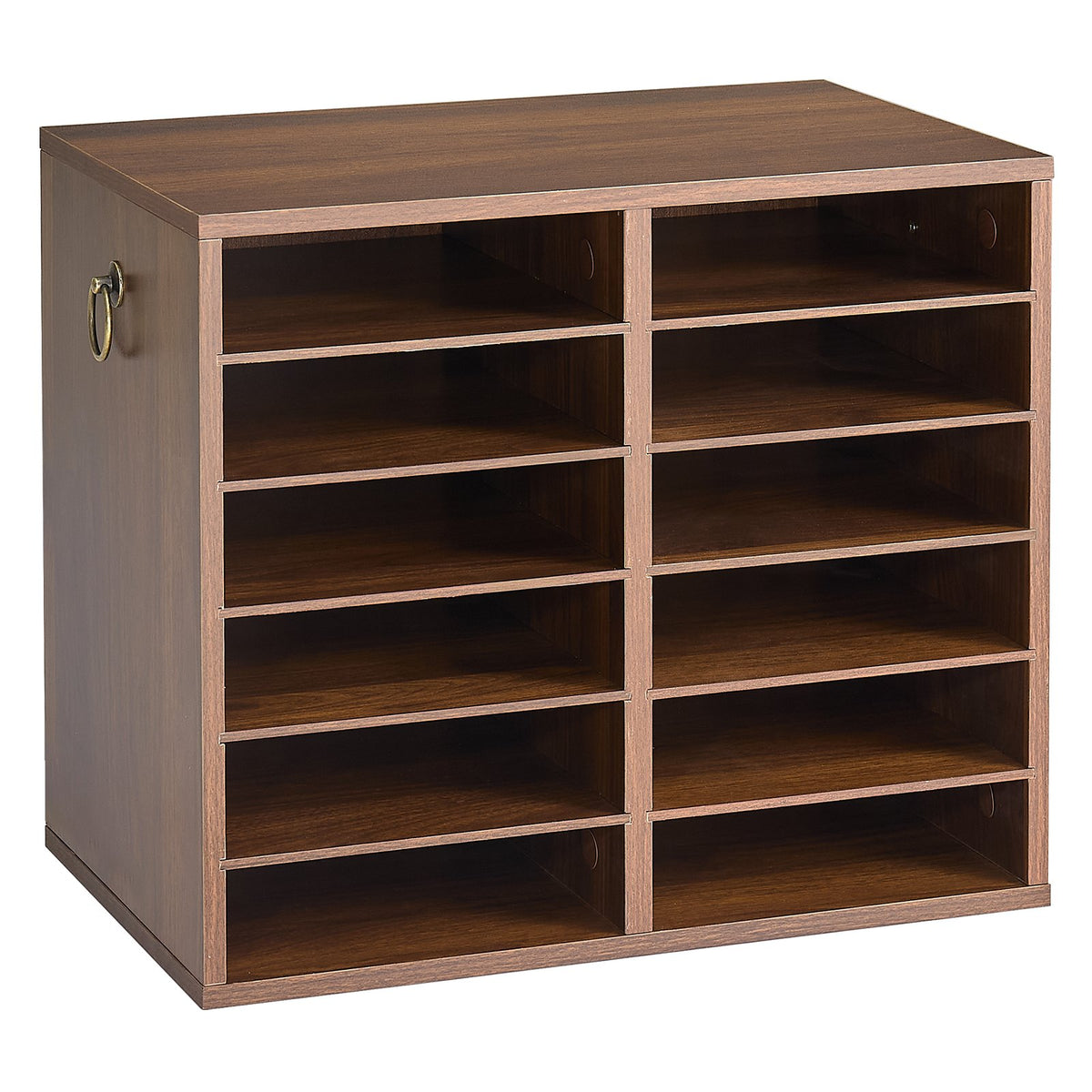 Wood Literature Organizer 12 Compartments Office Mailboxes Brown, Countertop Literature Sorter for Files Documents Papers, with Adjustable Shelves, for Office, Home, Classroom Organization