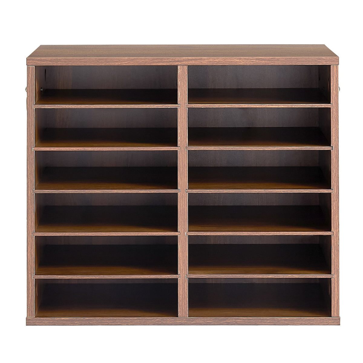 Wood Literature Organizer 12 Compartments Office Mailboxes Brown, Countertop Literature Sorter for Files Documents Papers, with Adjustable Shelves, for Office, Home, Classroom Organization