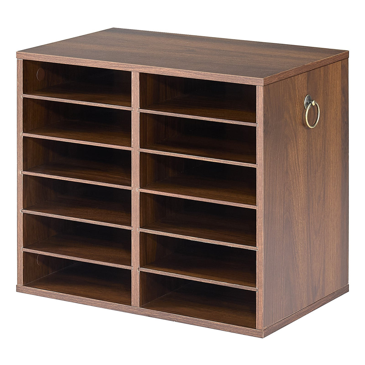 Wood Literature Organizer 12 Compartments Office Mailboxes Brown, Countertop Literature Sorter for Files Documents Papers, with Adjustable Shelves, for Office, Home, Classroom Organization