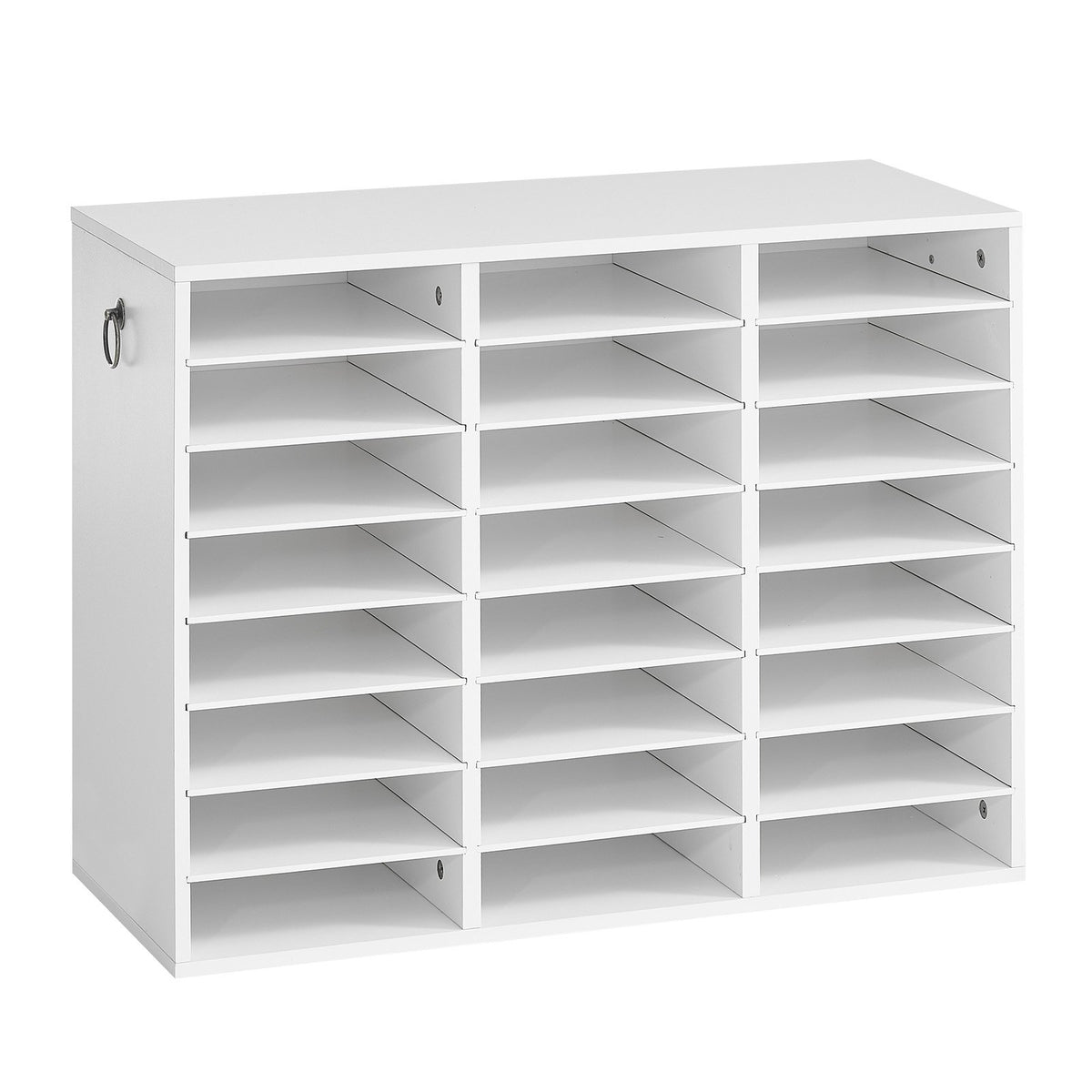 Wood Literature Organizer 24 Compartments Office Mailboxes White, Countertop Literature Sorter for Files Documents Papers, with Adjustable Shelves, for Office, Home, Classroom Organization