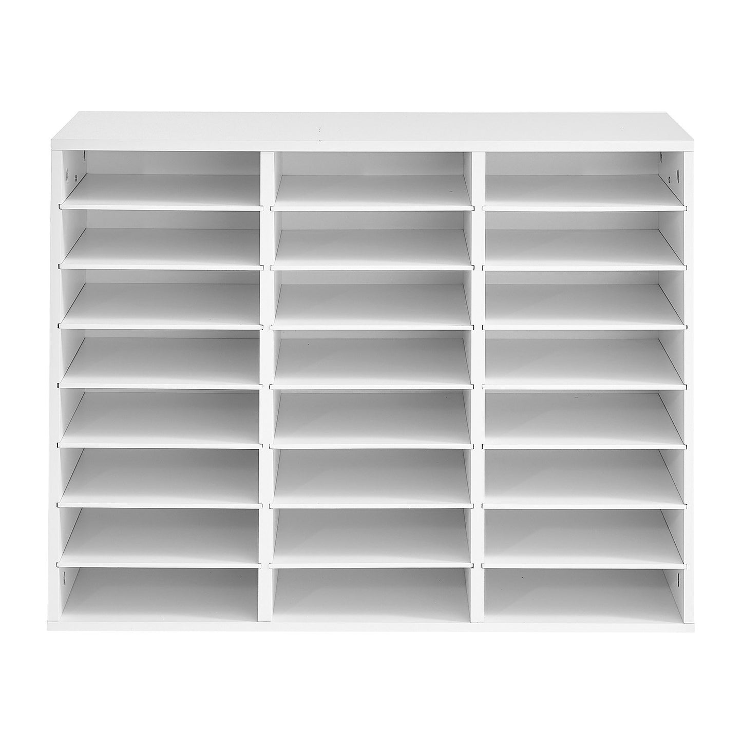 Wood Literature Organizer 24 Compartments Office Mailboxes White, Countertop Literature Sorter for Files Documents Papers, with Adjustable Shelves, for Office, Home, Classroom Organization