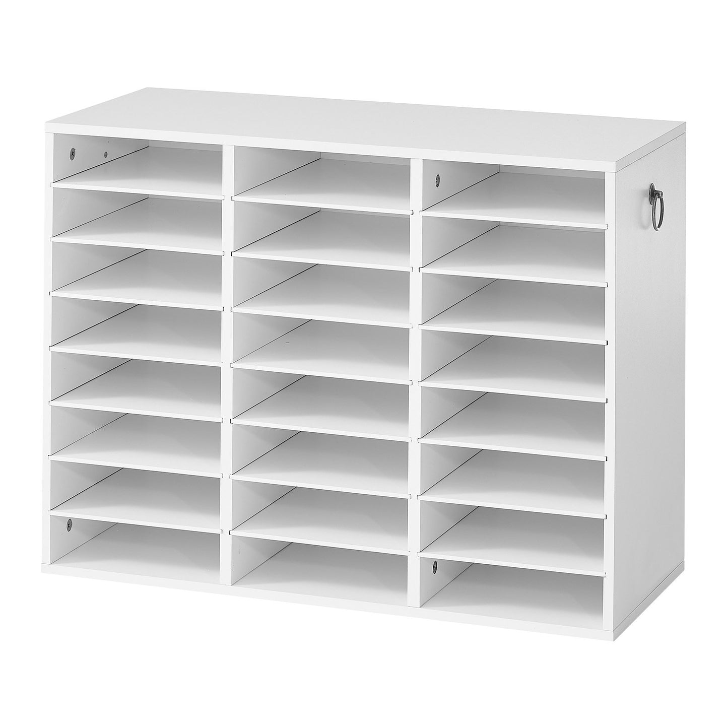 Wood Literature Organizer 24 Compartments Office Mailboxes White, Countertop Literature Sorter for Files Documents Papers, with Adjustable Shelves, for Office, Home, Classroom Organization