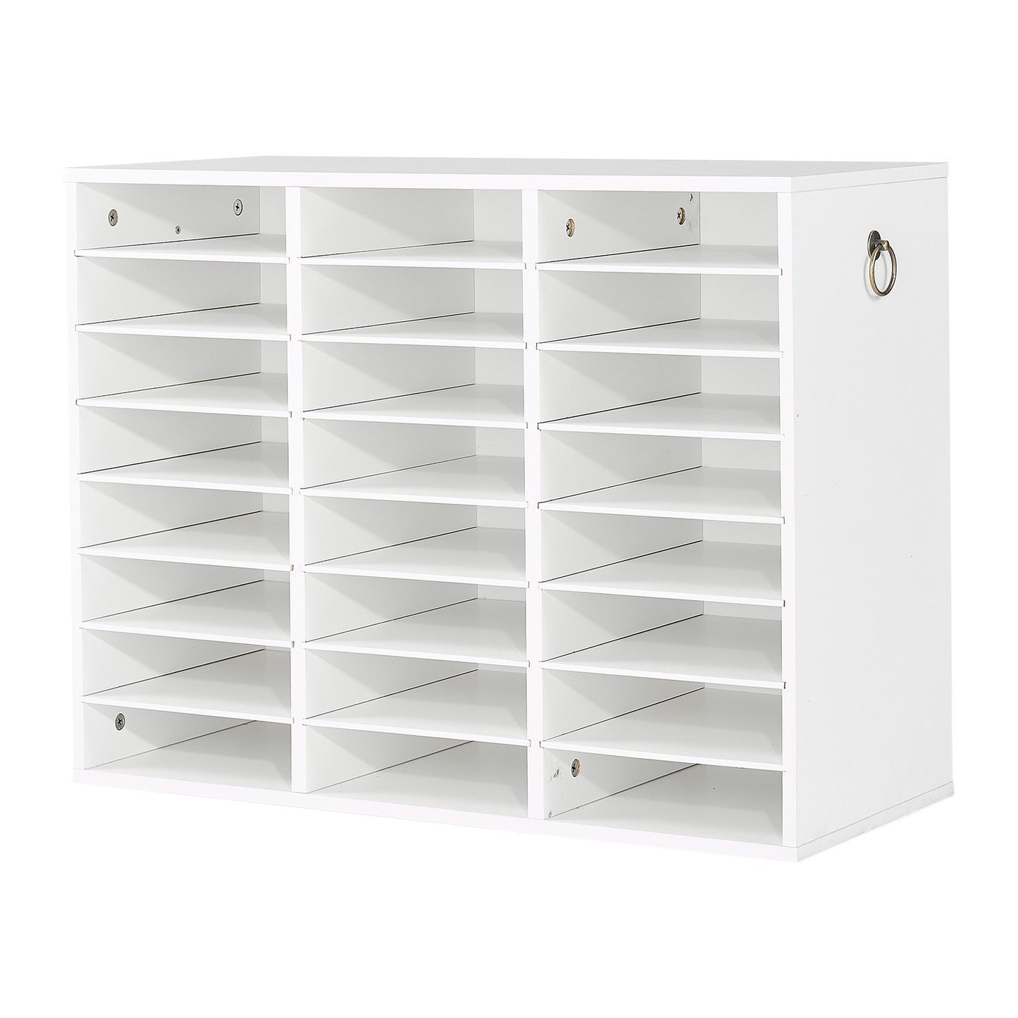 Wood Literature Organizer 24 Compartments Office Mailboxes White, Countertop Literature Sorter for Files Documents Papers, with Adjustable Shelves, for Office, Home, Classroom Organization