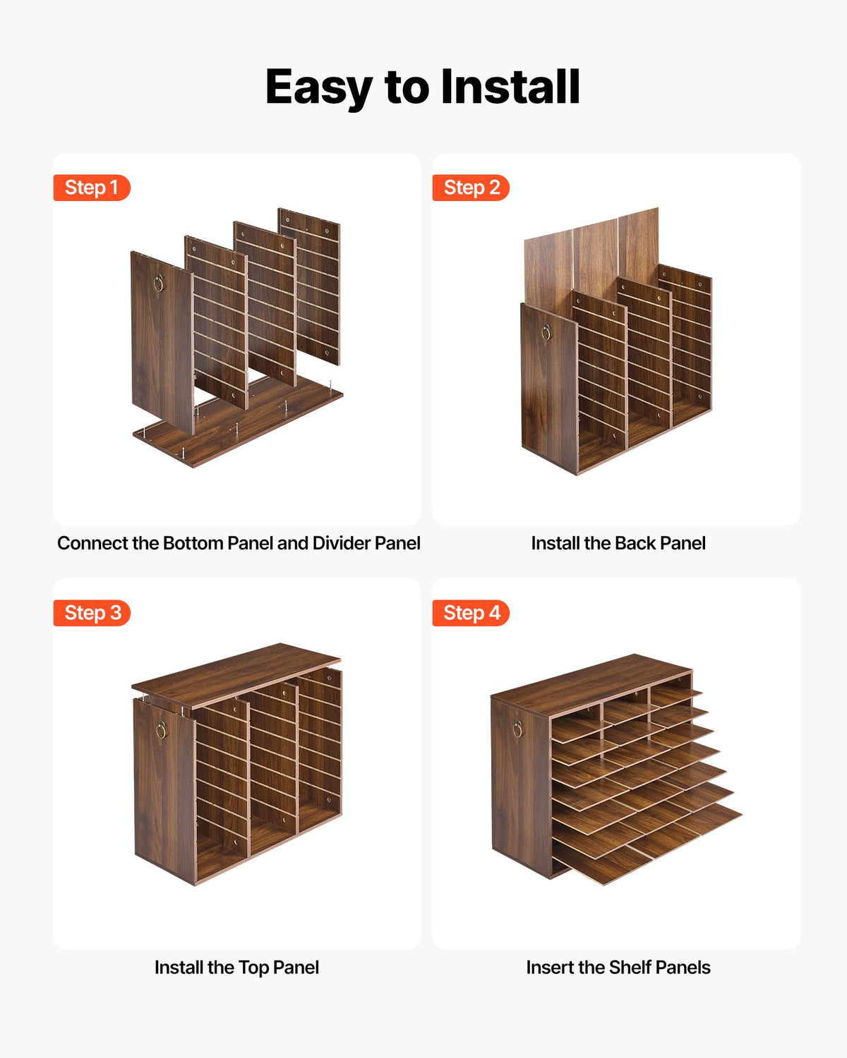 Wood Literature Organizer 24 Compartments Office Mailboxes Brown, Countertop Literature Sorter for Files Documents Papers, with Adjustable Shelves, for Office, Home, Classroom Organization