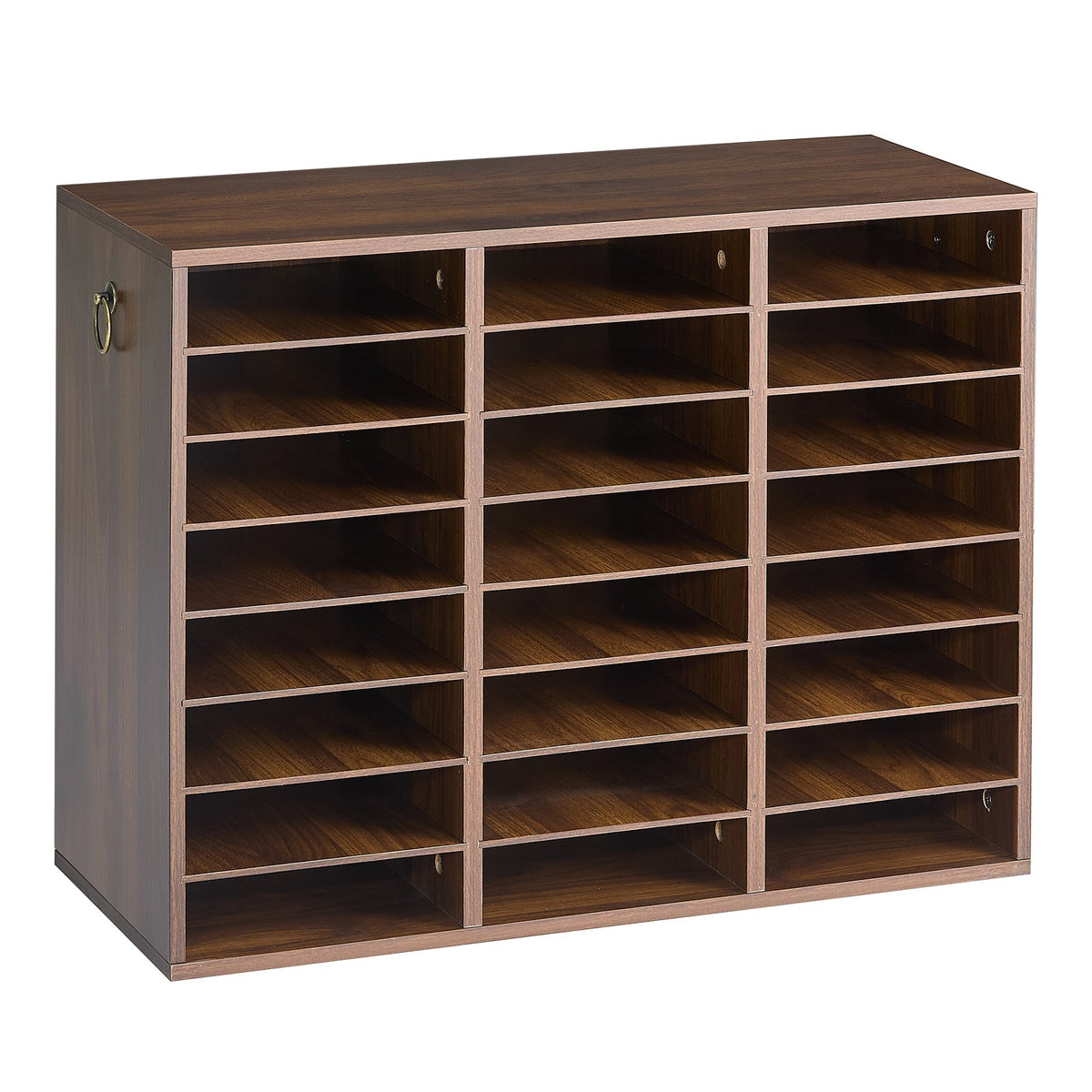 Wood Literature Organizer 24 Compartments Office Mailboxes Brown, Countertop Literature Sorter for Files Documents Papers, with Adjustable Shelves, for Office, Home, Classroom Organization