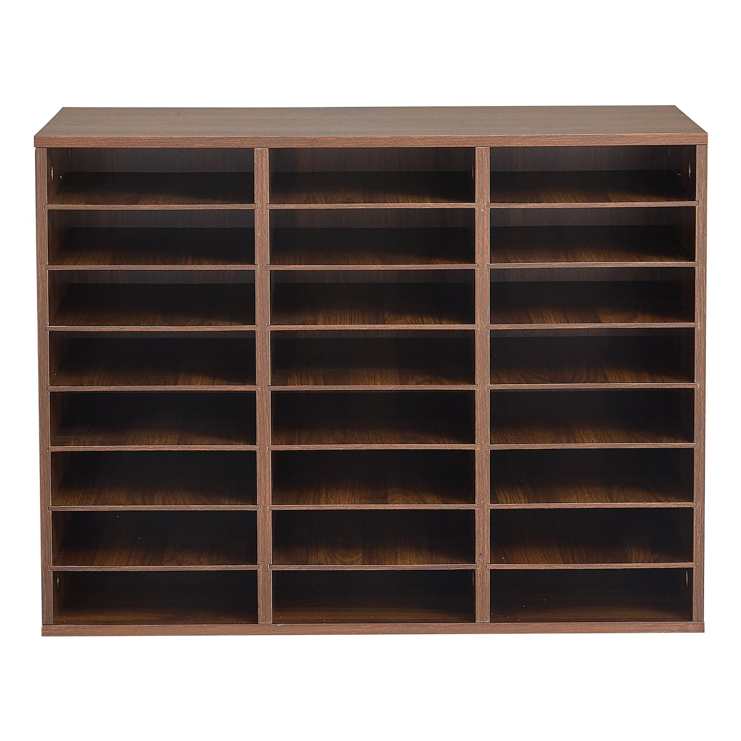 Wood Literature Organizer 24 Compartments Office Mailboxes Brown, Countertop Literature Sorter for Files Documents Papers, with Adjustable Shelves, for Office, Home, Classroom Organization