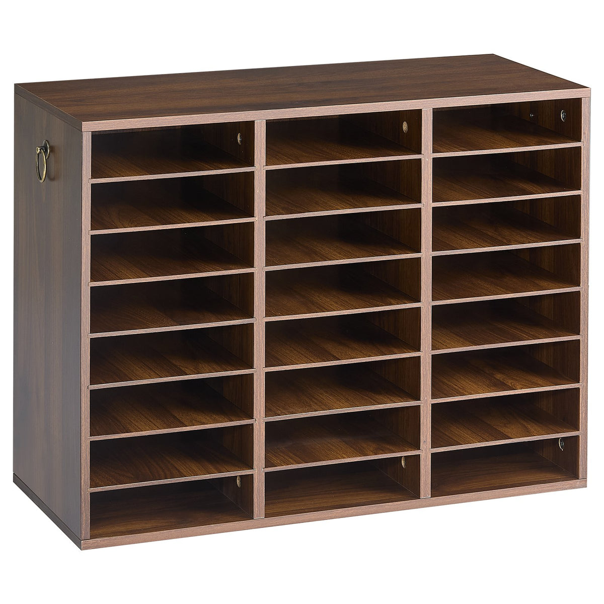 Wood Literature Organizer 24 Compartments Office Mailboxes Brown, Countertop Literature Sorter for Files Documents Papers, with Adjustable Shelves, for Office, Home, Classroom Organization
