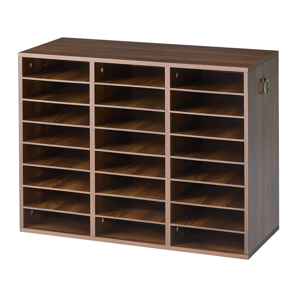 Wood Literature Organizer 24 Compartments Office Mailboxes Brown, Countertop Literature Sorter for Files Documents Papers, with Adjustable Shelves, for Office, Home, Classroom Organization