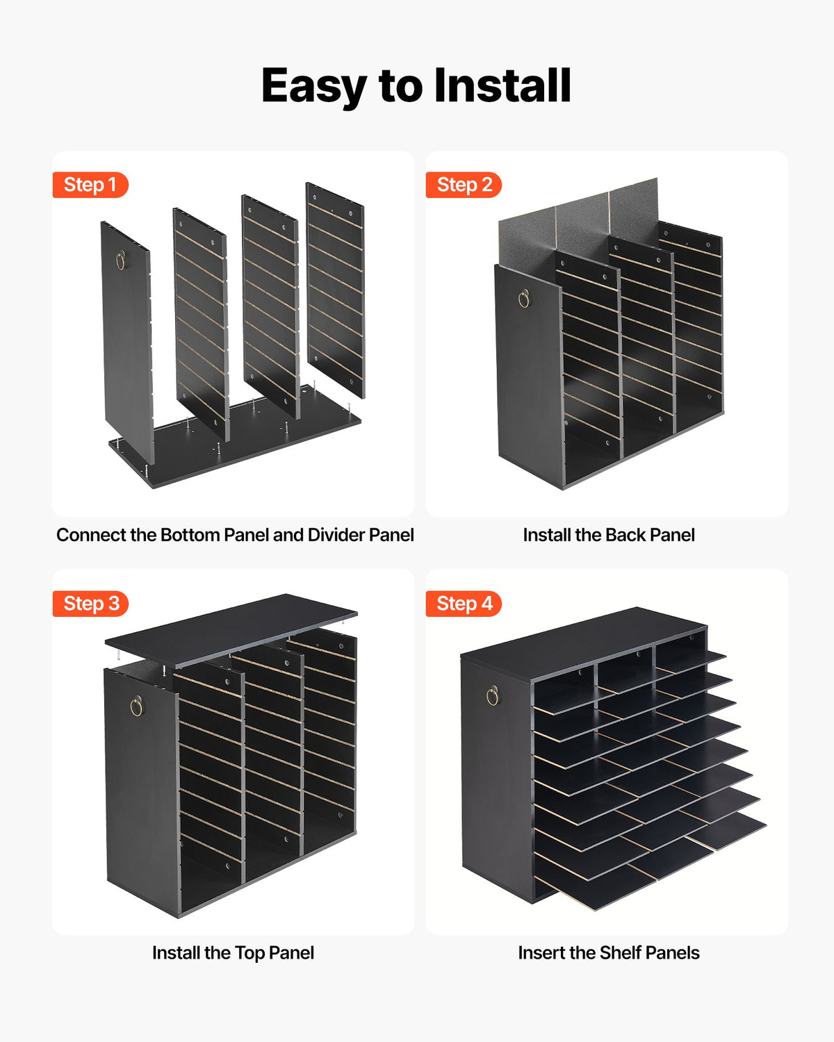 Wood Literature Organizer 27 Compartments Office Mailboxes Black, Countertop Literature Sorter for Files Documents Papers, with Adjustable Shelves, for Office, Home, Classroom Organization
