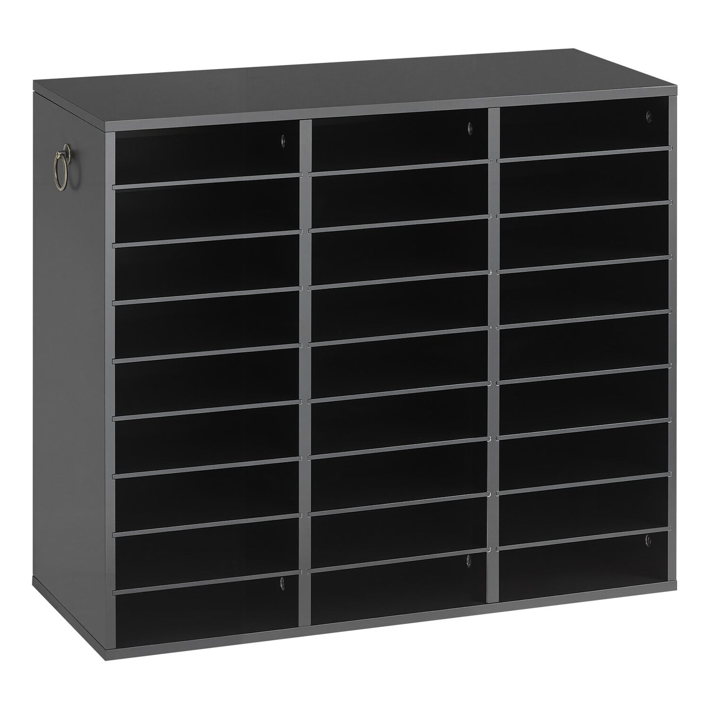 Wood Literature Organizer 27 Compartments Office Mailboxes Black, Countertop Literature Sorter for Files Documents Papers, with Adjustable Shelves, for Office, Home, Classroom Organization
