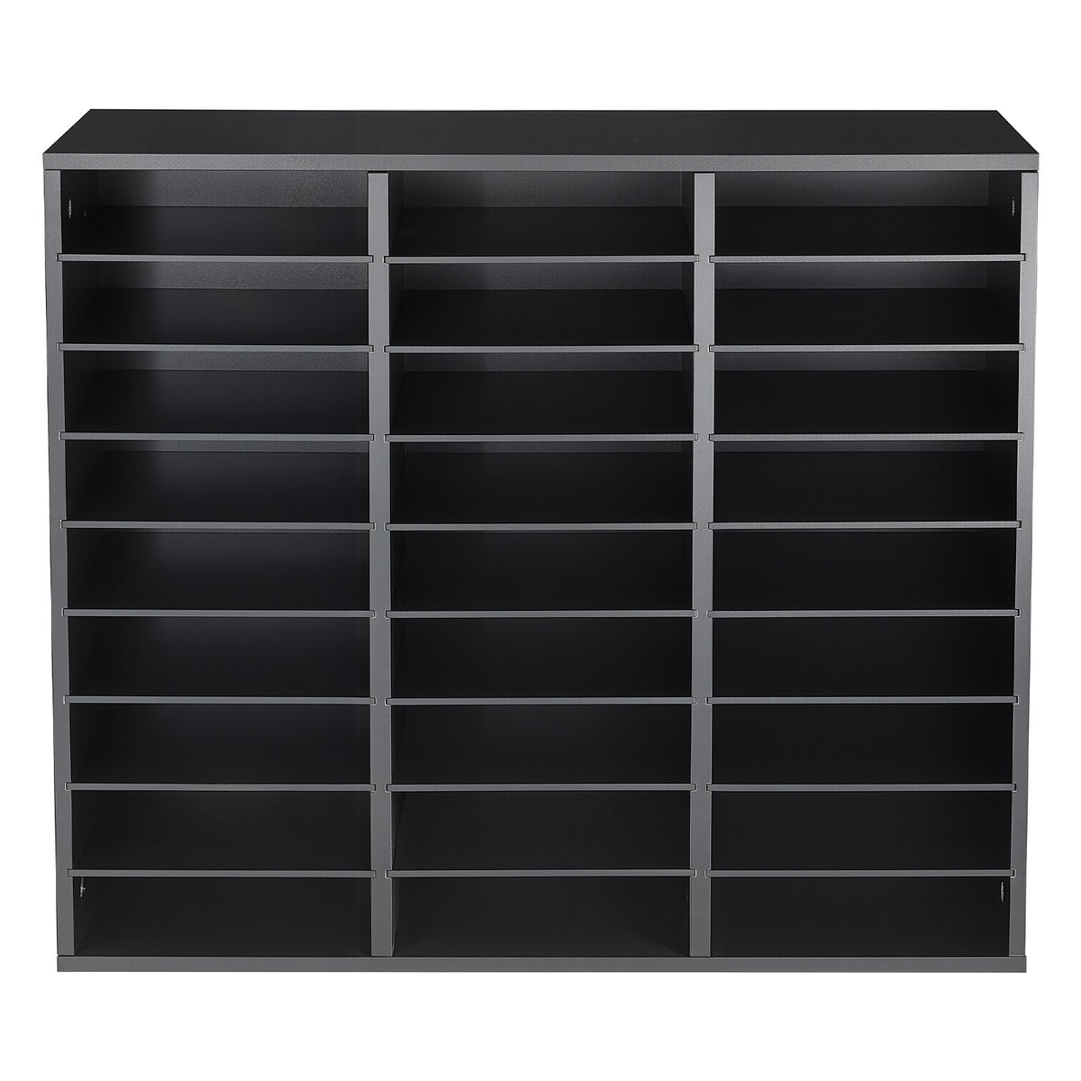 Wood Literature Organizer 27 Compartments Office Mailboxes Black, Countertop Literature Sorter for Files Documents Papers, with Adjustable Shelves, for Office, Home, Classroom Organization