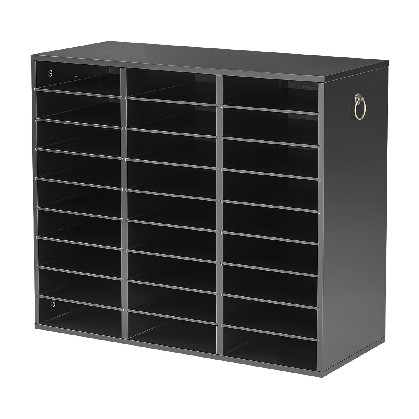 Wood Literature Organizer 27 Compartments Office Mailboxes Black, Countertop Literature Sorter for Files Documents Papers, with Adjustable Shelves, for Office, Home, Classroom Organization