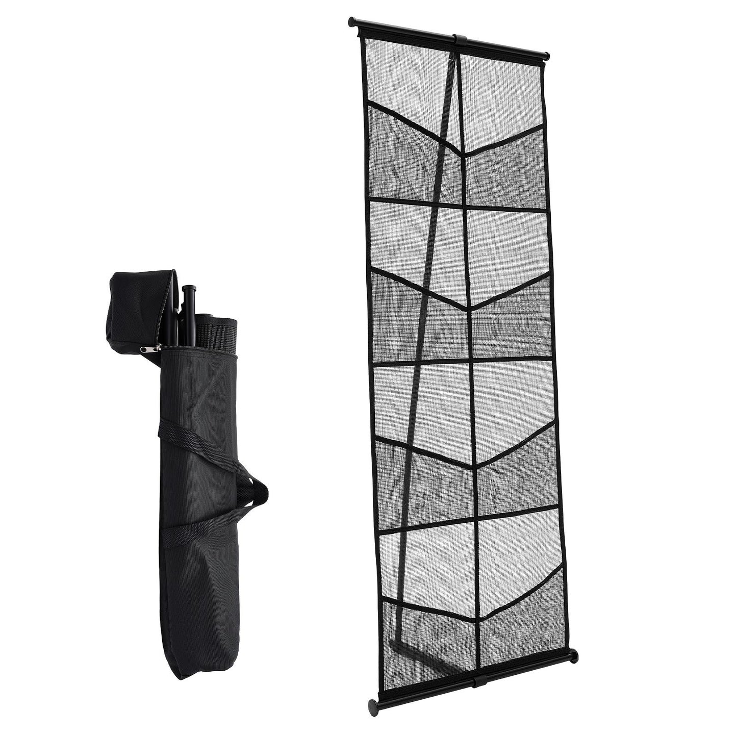Brochure Display Stand, 4-Tier 8 Pockets Mesh Literature Display Holder, Floor Standing Magazine Newspaper Catalog Rack, Lightweight and Portable with Carrying Bag for Shop Exhibitions Office