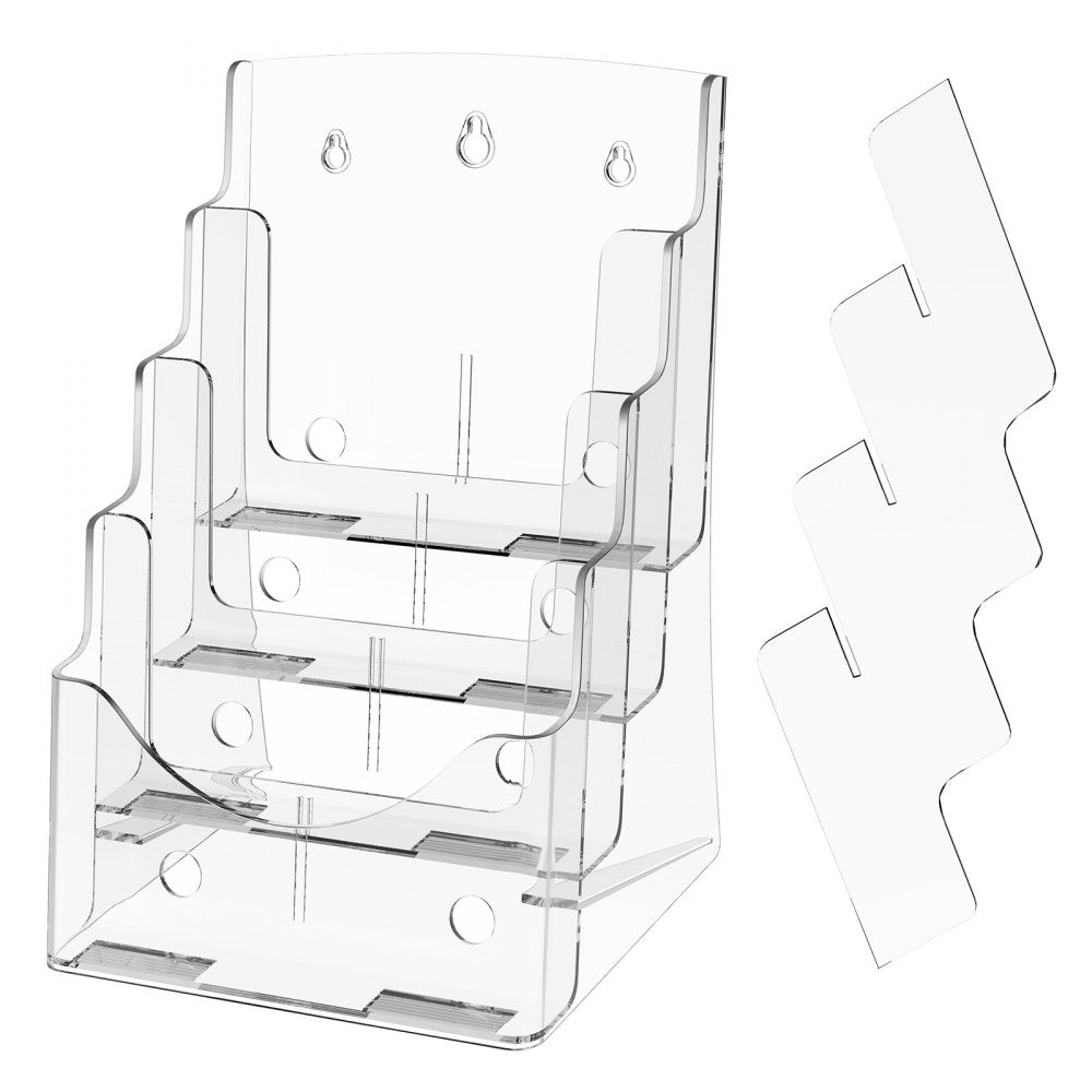 VEVOR Acrylic Brochure Holder 8.5 x 11 inch 4-Tier Literature Display Stand Rack