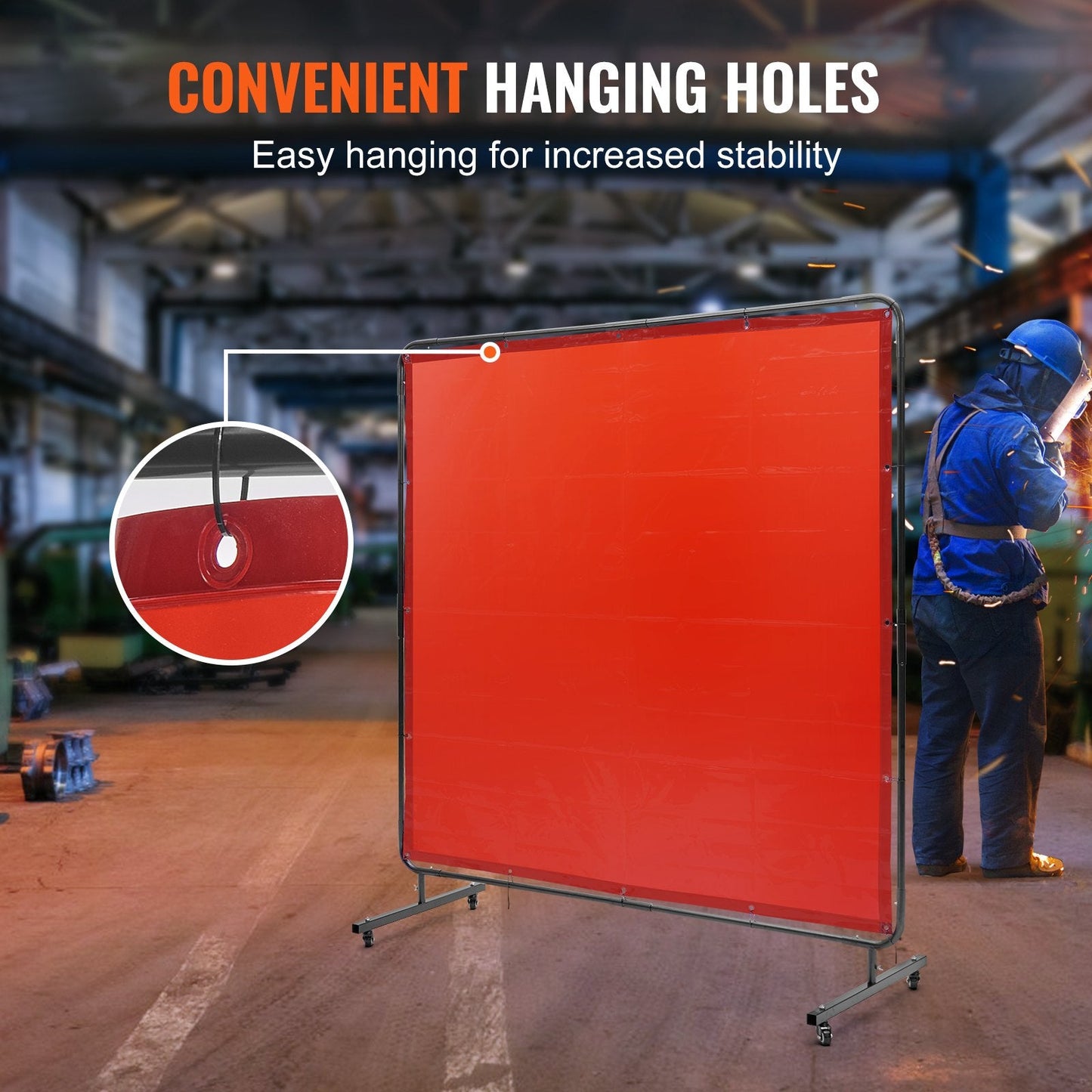 Flame-Resistant Welding Curtain Wall, 1.8 x 1.8m, with UV Protection, Red