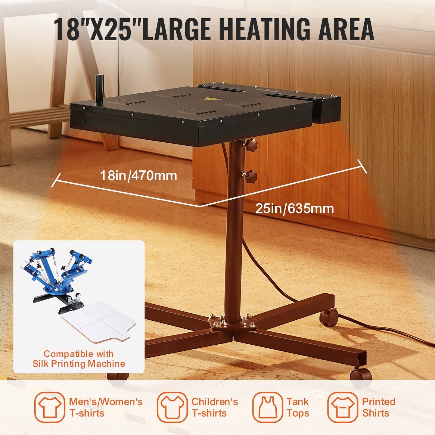 High-Performance 0-750℃ Flash Dryer for Screen Printing with Adjustable Stand