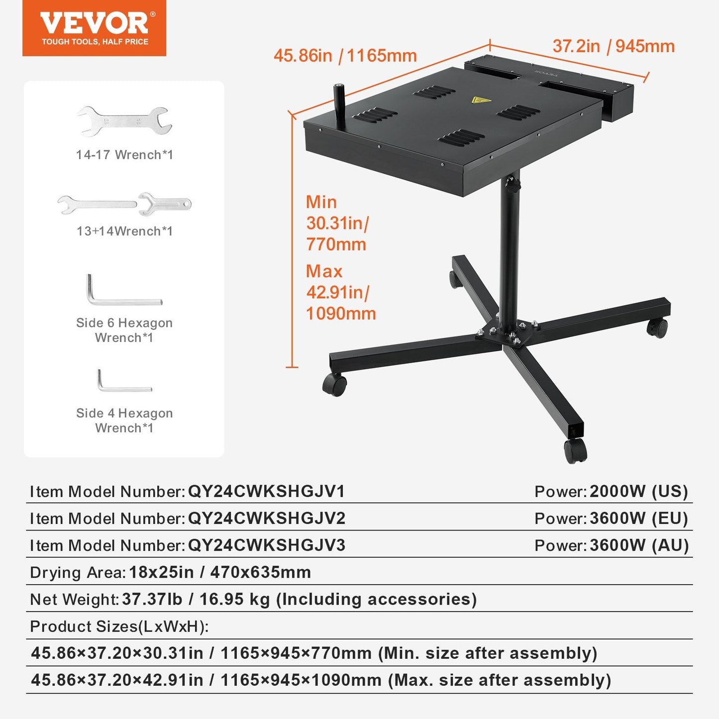High-Performance 0-750℃ Flash Dryer for Screen Printing with Adjustable Stand