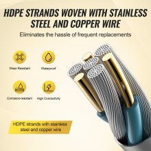 Woven HDPE fibers and stainless steel conductors provide lightweight, durable outdoor performance