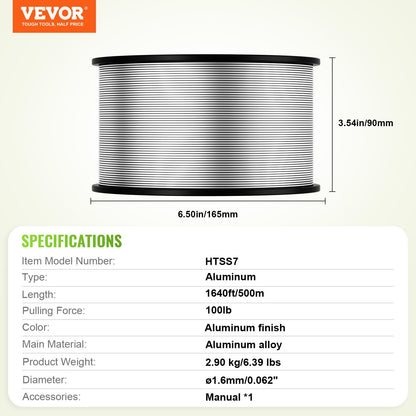 VEVOR 1640Ft 500M Aluminum Wire for Electric Fencing for Horse Cattle Livestock