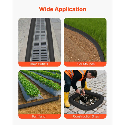 Sediment Filter Sock, 4Pcs Erosion Control Socks Dia.127 mm x 3048 mm L Coverage, Polypropylene Filler, Flexible & Efficient Silt Fence Socks for Storm-Water Management, Drainage Protection