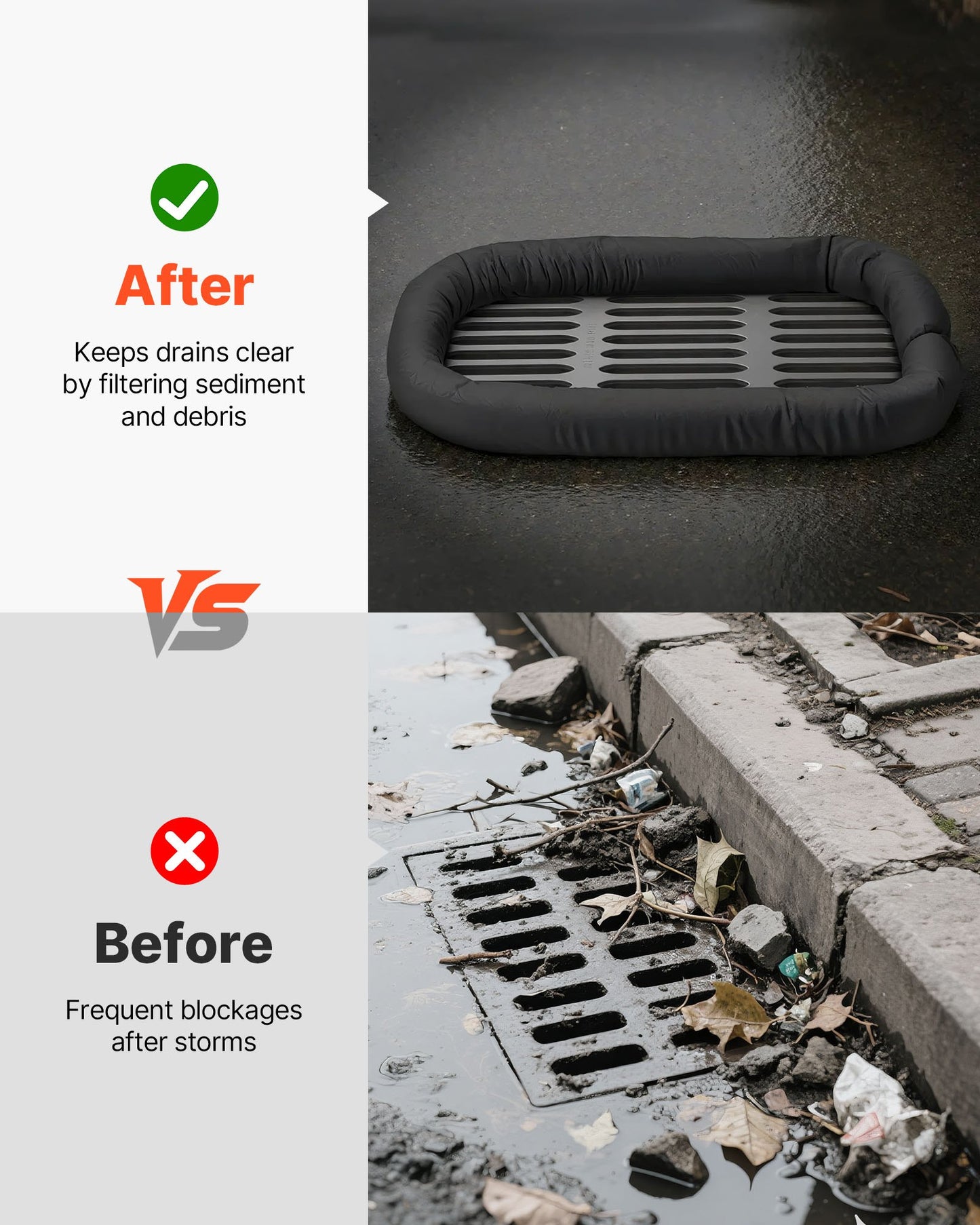 Sediment Filter Sock, Dia. 127 mm x 3048 mm L Coverage, Erosion Control Socks with Polypropylene Filler, Flexible & Efficient Silt Fence Socks for Storm-Water Management, Drainage Protection