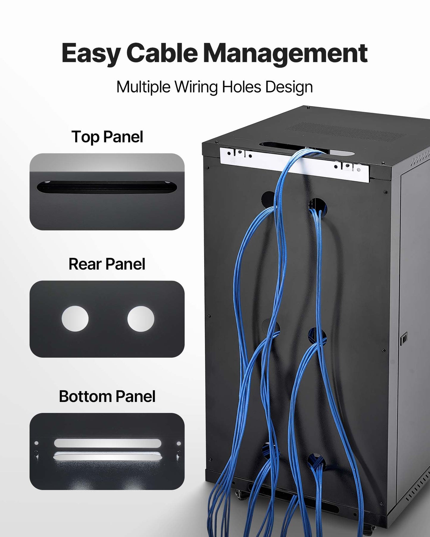 22U Network Cabinet Wall Mount, 600 mm Depth, 136 kg Max Load Capacity Server Cabinet Rack Enclosure with Locking Tempered Glass Door, Side Panels, Server Rack for IT Equipment, A/V Devices