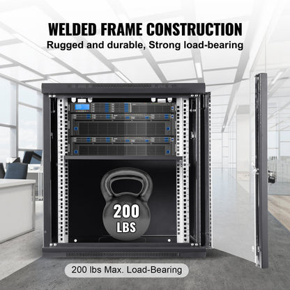 9U Wall Mount Server Cabinet, 0.39m Deep, 17.76 kg Capacity, Locking Door