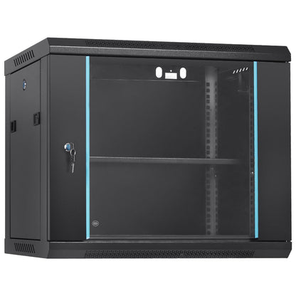 9U Wall Mount Server Cabinet, 0.39m Deep, 17.76 kg Capacity, Locking Door