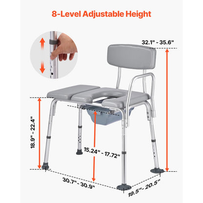 4-in-1 Bedside Commode Chair Raised Toilet Seat 227 kg Adjustable Height