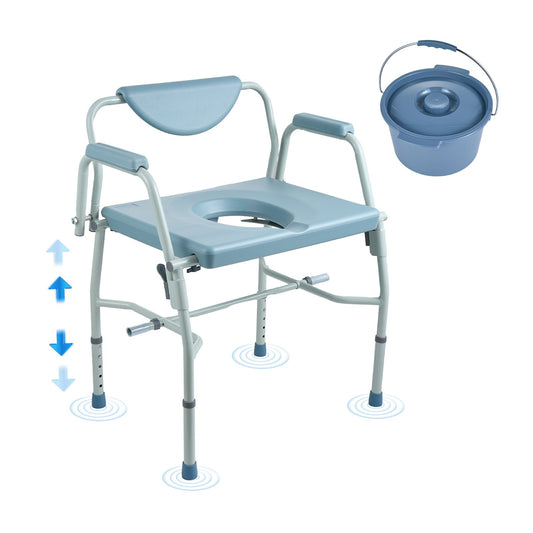 VEVOR Commode Chair, Bedside Commode with Drop-Down Arms and Detachable Backrest,