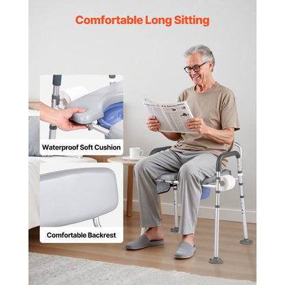 Bedside Commode Chair 4-in-1 Raised Toilet Seat 227 kg Adjustable Height