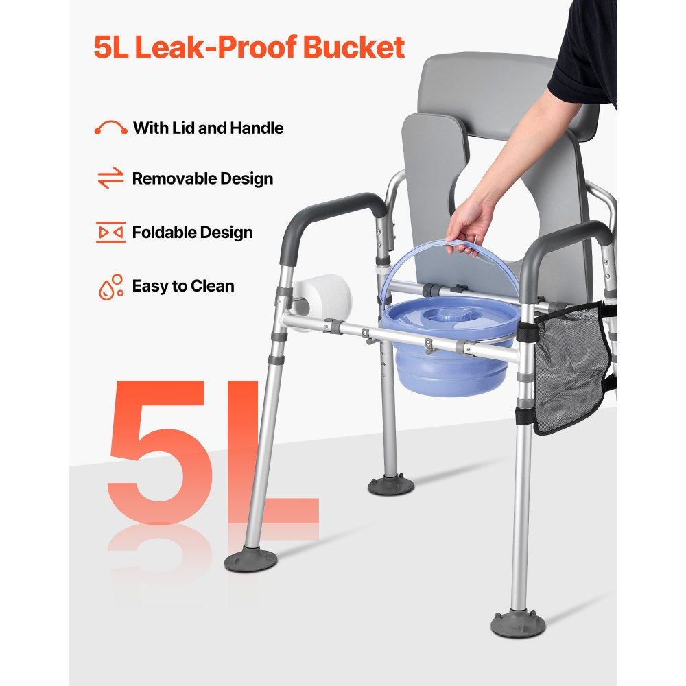 Bedside Commode Chair 4-in-1 Raised Toilet Seat 227 kg Adjustable Height