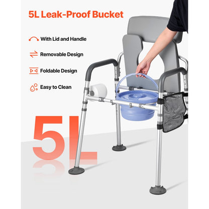 Bedside Commode Chair 4-in-1 Raised Toilet Seat 227 kg Adjustable Height