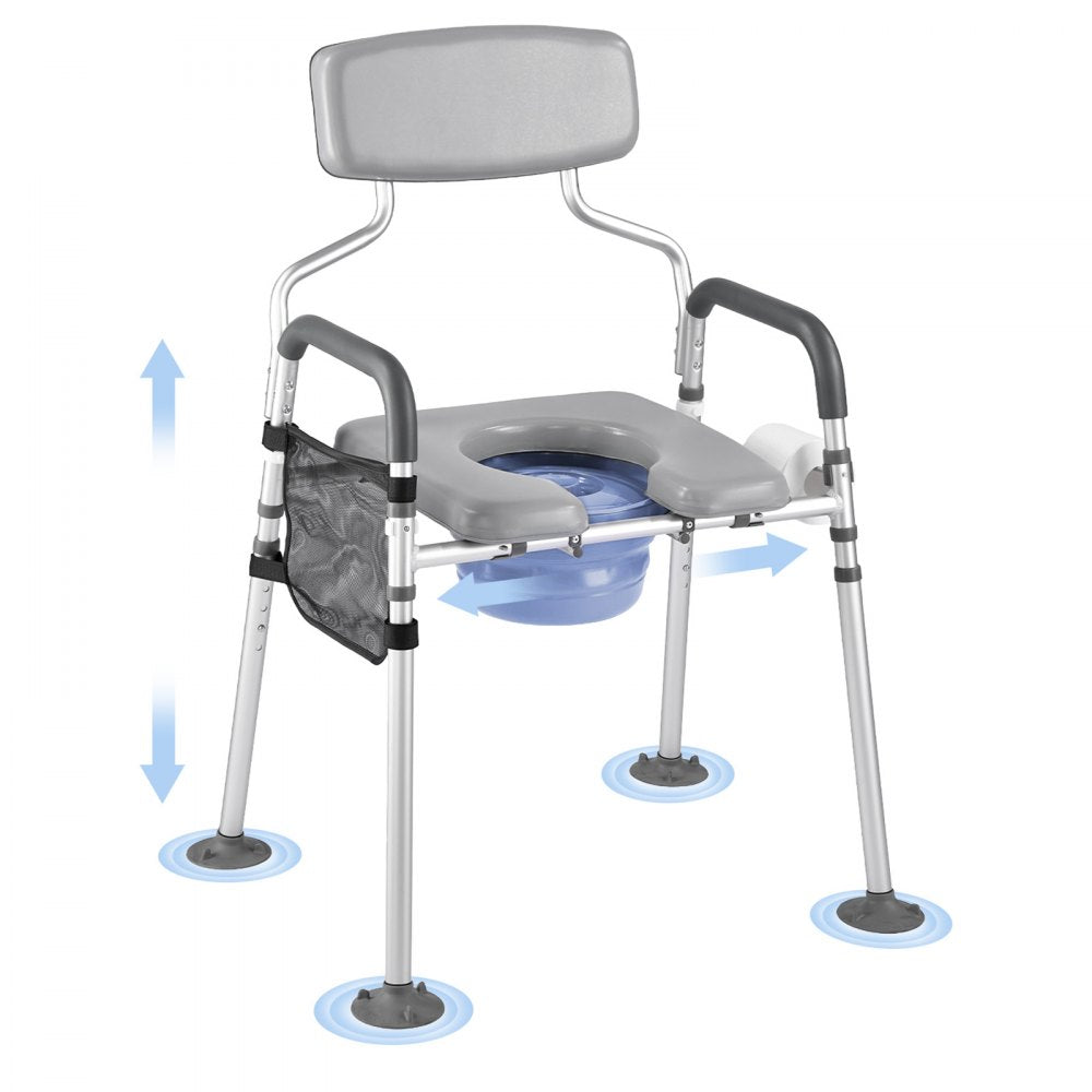 Bedside Commode Chair 4-in-1 Raised Toilet Seat 227 kg Adjustable Height