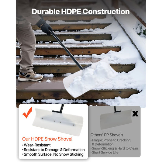 Plastic Snow Pusher Shovel 61 cm Heavy Duty Winter Snow Plow for Driveway